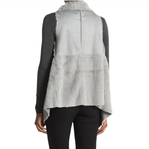 COFFEE SHOP Faux Fur & Suede Draped Vest - Picture 2 of 7